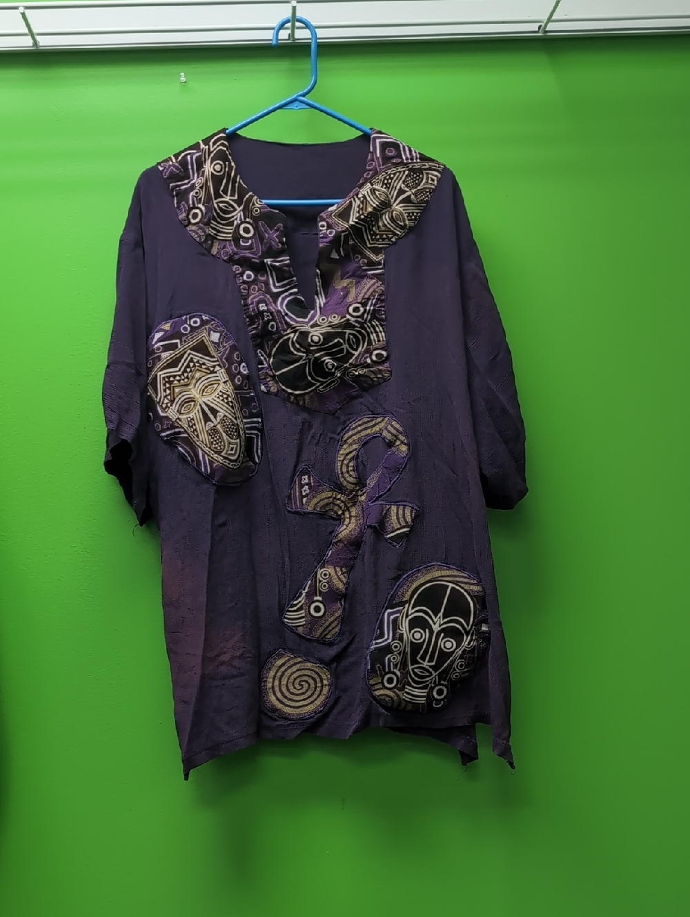 Afrocentric Ankh dashiki Style Shirt In Deep Purple